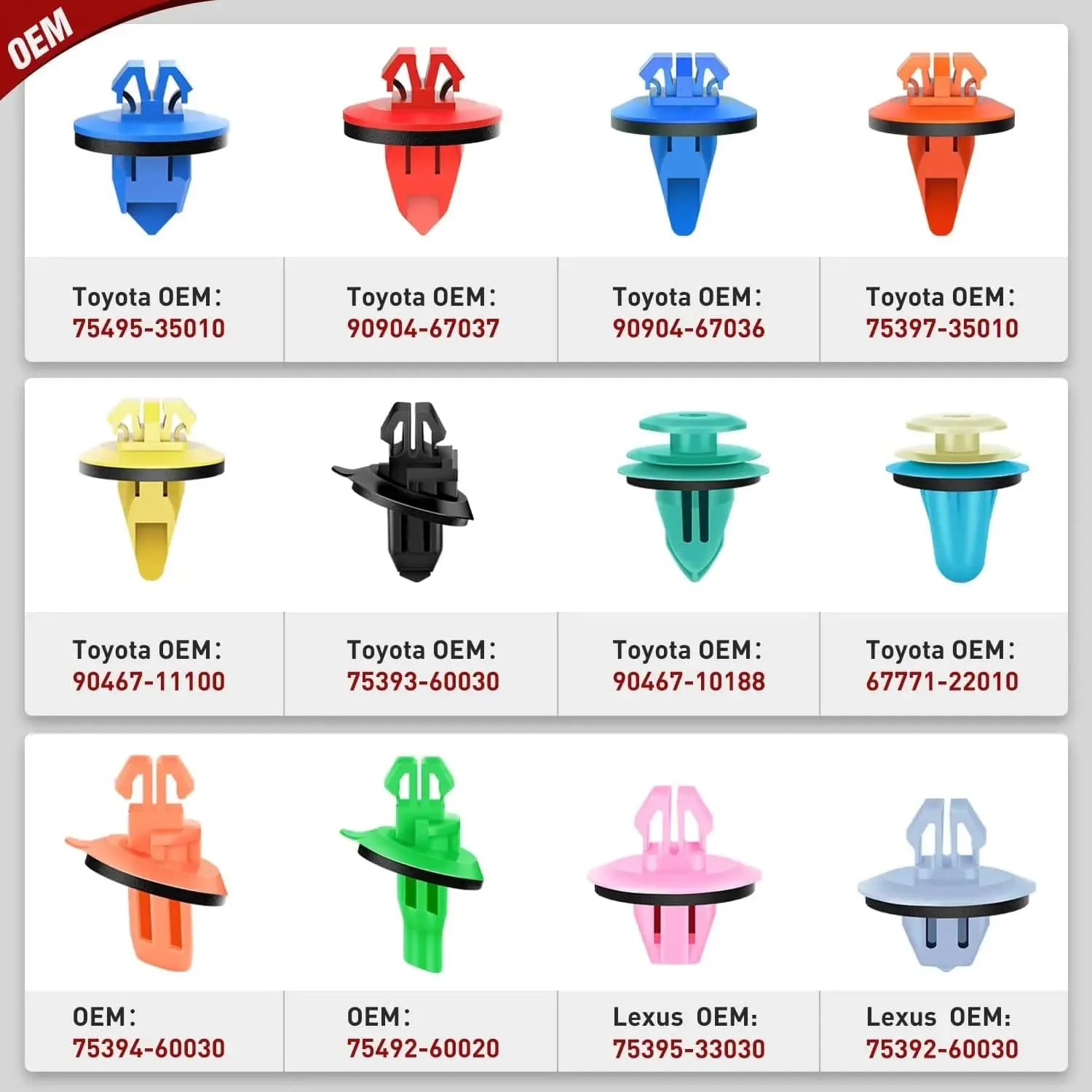420 Pcs Toyota Lexus Fender Moulding Clips 12 Types Car Trim Removal Tools