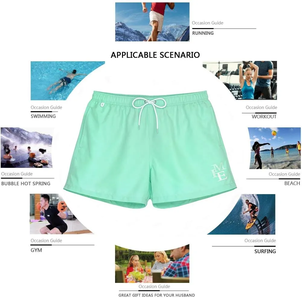 Beach Shorts Swim Trunks Quick Dry Men's Bathing Suit with Mesh Lining/Side Pockets