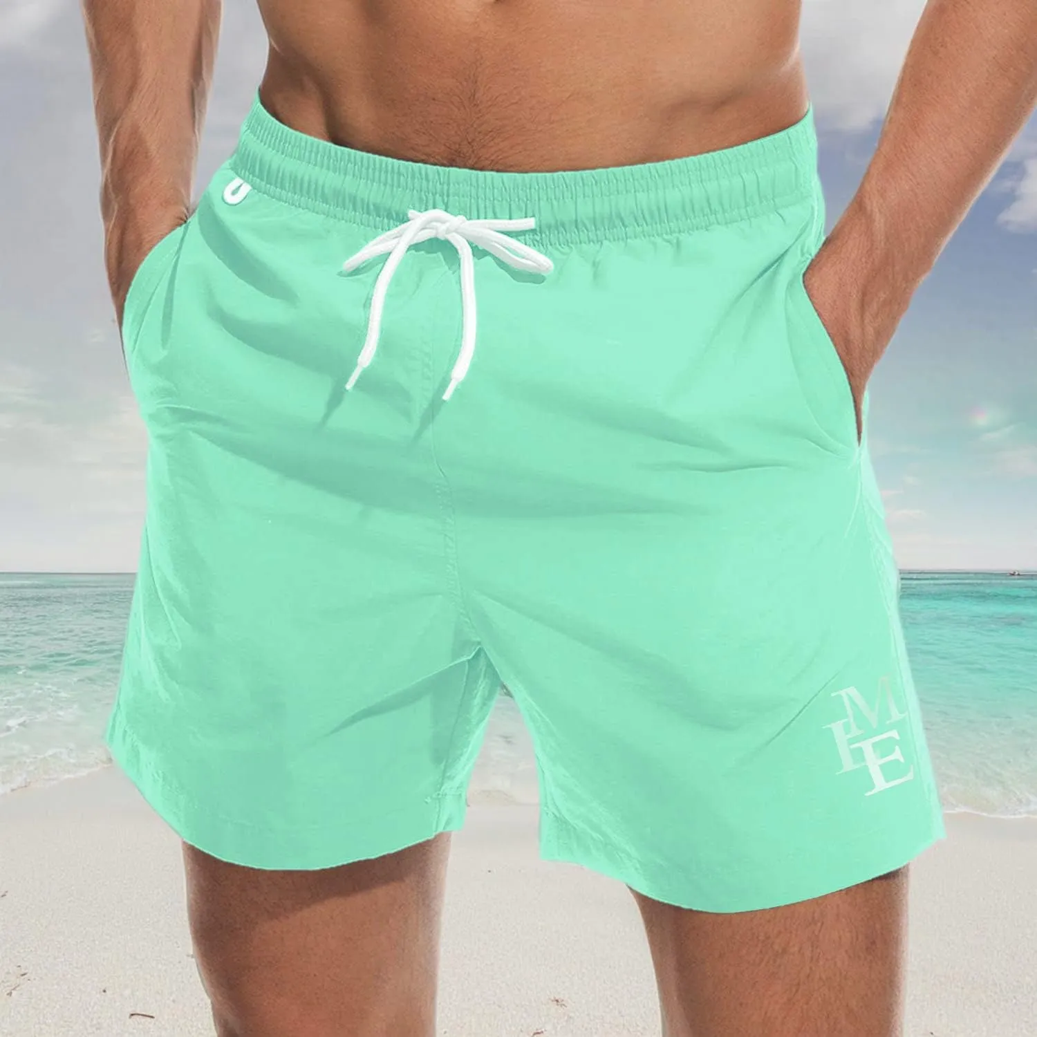 Beach Shorts Swim Trunks Quick Dry Men's Bathing Suit with Mesh Lining/Side Pockets