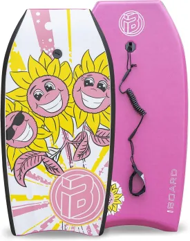 Bodyboard with Wrist Leash Lightweight Body Board for Adults with EPS Core 33/37/41 Inch Choose Color