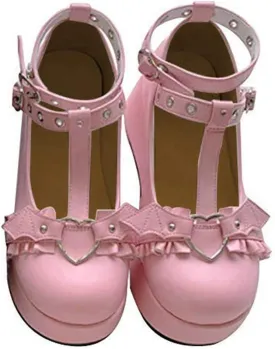 CELNEPHO Mary Jane Shoes Women Cute Ankle Strap Platform Wedge High Heel Pumps Gothic Party Dress Shoes for Women