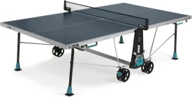 CORNILLEAU - 300X Outdoor Table Tennis Table - 5mm Weatherproof Surface, Anti-Glare Coating, Compact Folding Design, Storage for Paddles & Balls - Blue or Grey