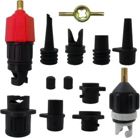 Inflatable SUP Pump Adaptor, Paddle Board SUP Valve Adapter with 9 Standard Conventional Air Pump Nozzles for Inflatables SUP Inflator Adapter Inflatable Boat Paddle Board SUP Board
