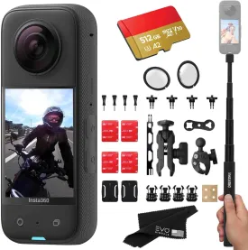 Insta360 X3 Motorcycle Bundle- Waterproof 360 Action Camera with 1/2" 48MP Sensors, 5.7K 360 HDR Video, 72MP 360 Photo, 2.29" Touchscreen|Includes Motorcycle Bundle, Selfie Stick, Lens Guard&512GB