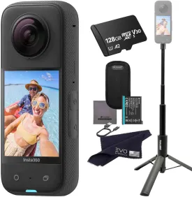 Insta360 X3 - Waterproof 360 Action Camera with 1/2" 48MP Sensors, 5.7K 360 HDR Video, 72MP 360 Photo, 4K Single-Lens, 60fps Me Mode, 2.29" Touchscreen, AI Editing |Bundle Includes 2-in-1&128GB