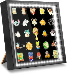Light Up Pin Display Case, Enamel Pin Display Board for Pin Collection, Wall-Mounted or Desktop Pin Holder, Pin Board for Enamel Pins for Pin Collectors