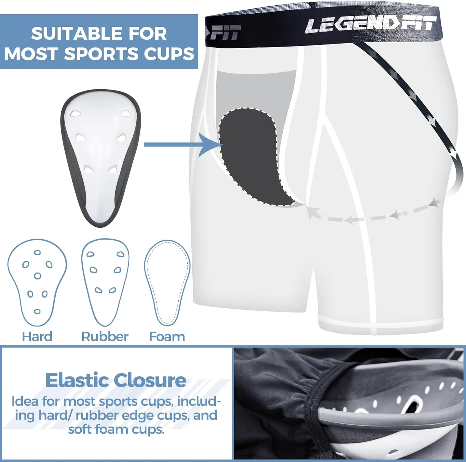 Men Baseball Football Straps Compression Shorts w/Cup Pocket(NO Cup) Athletic Sliding Underwear Lacrosse