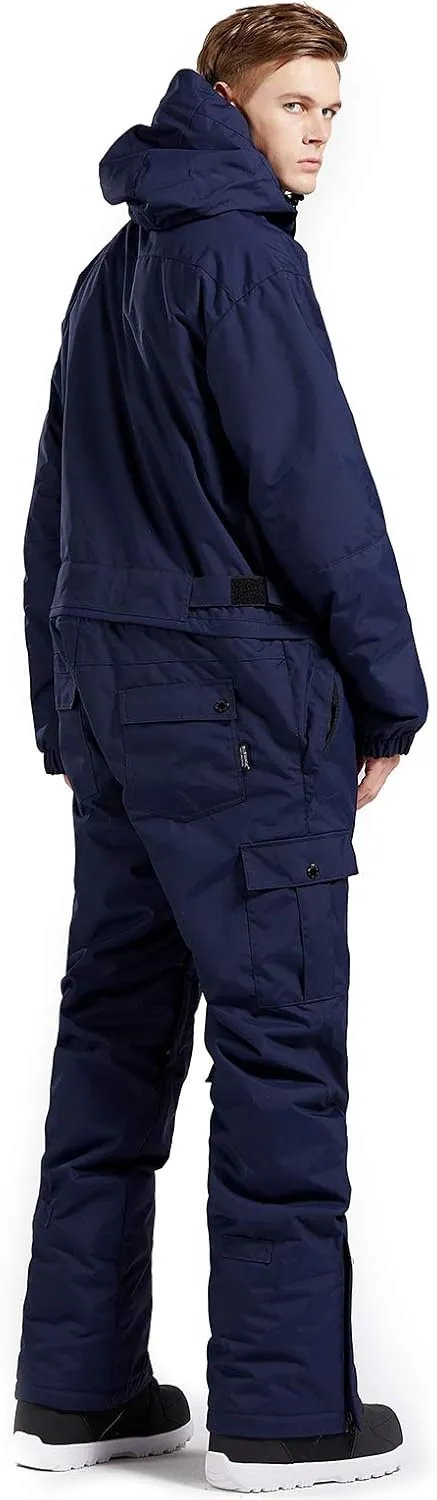 Mens One Piece Ski Suit Colorful Jumpsuits Snowboard Snowsuits Winter Outdoor Waterproof for Snow Sports