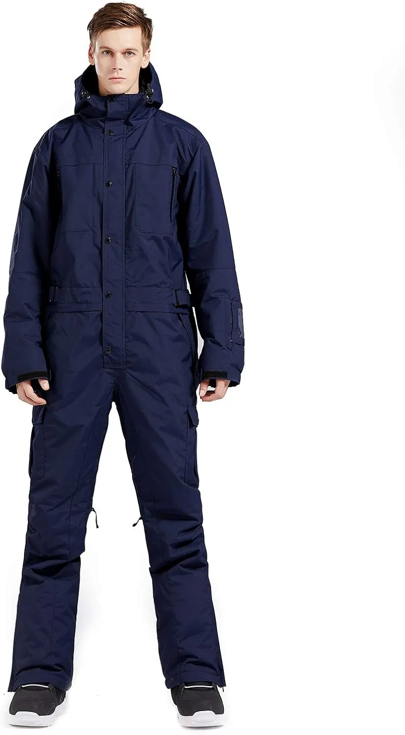 Mens One Piece Ski Suit Colorful Jumpsuits Snowboard Snowsuits Winter Outdoor Waterproof for Snow Sports