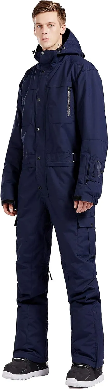 Mens One Piece Ski Suit Colorful Jumpsuits Snowboard Snowsuits Winter Outdoor Waterproof for Snow Sports