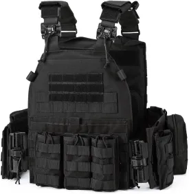MOZETO Tactical Military Airsoft Weighted Quick Release Adjustable Modular Vest