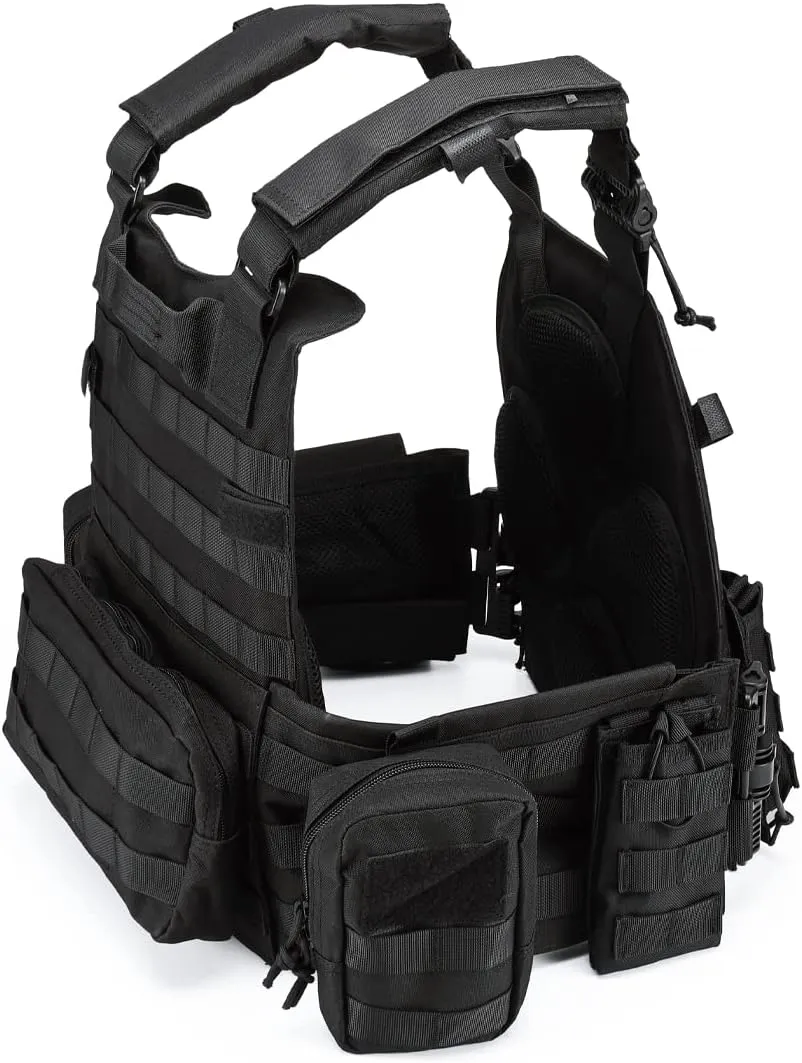 MOZETO Tactical Military Airsoft Weighted Quick Release Adjustable Modular Vest
