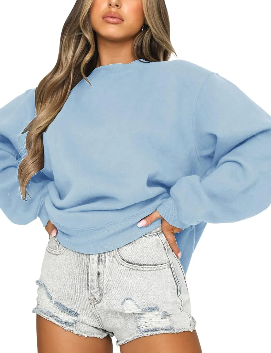 Orchidays Women's Casual Crewneck Sweatshirt Long Sleeve Loose Fitting Pullovers Fall Tops