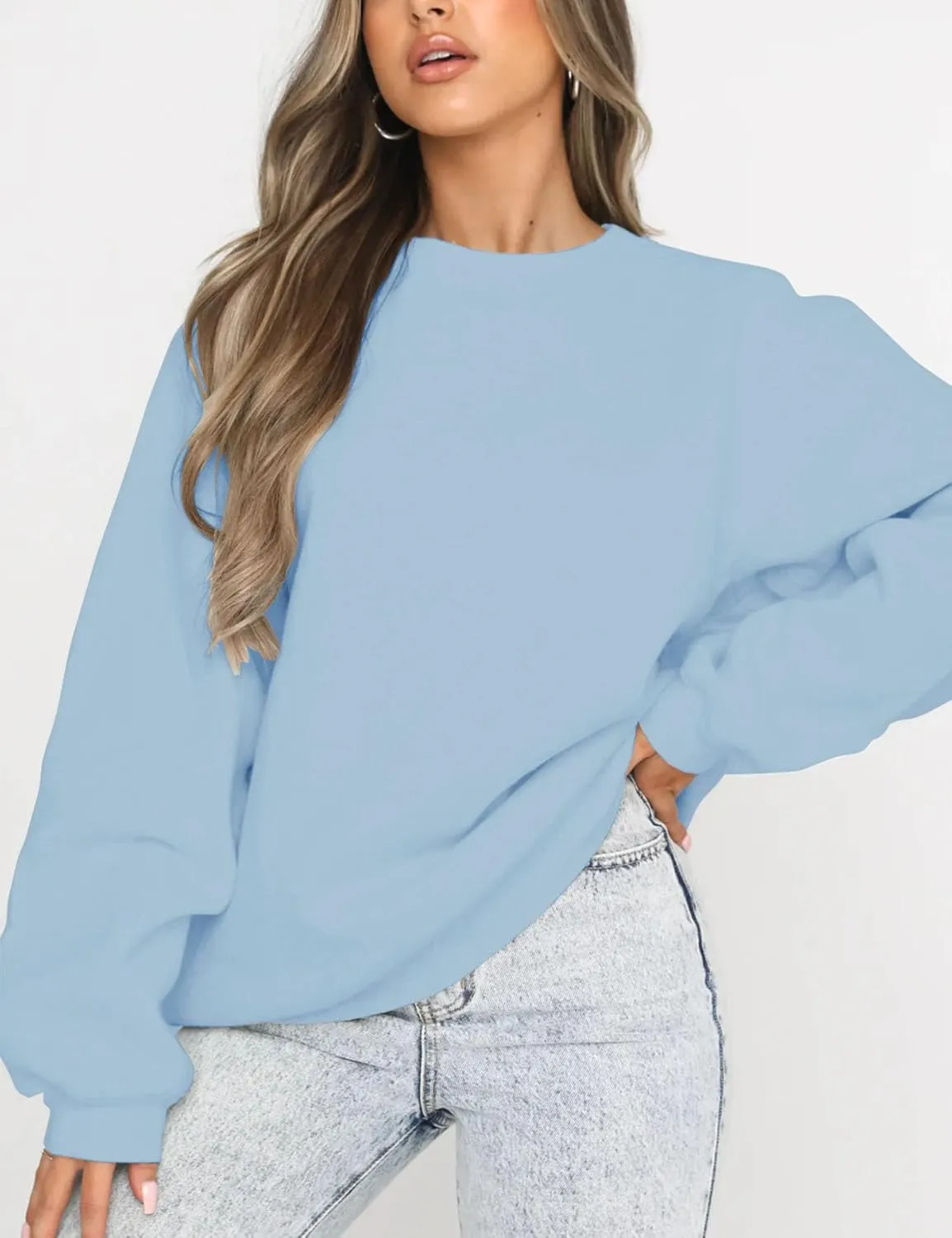 Orchidays Women's Casual Crewneck Sweatshirt Long Sleeve Loose Fitting Pullovers Fall Tops