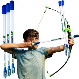 Original FAUX BOW Pro Longbow Patented Bow and Arrow Impact Archery Set - Shoots Over 200 Feet  Best Outdoor Toy - Youth Safe Archery Anywhere - Fun Backyard Target Practice