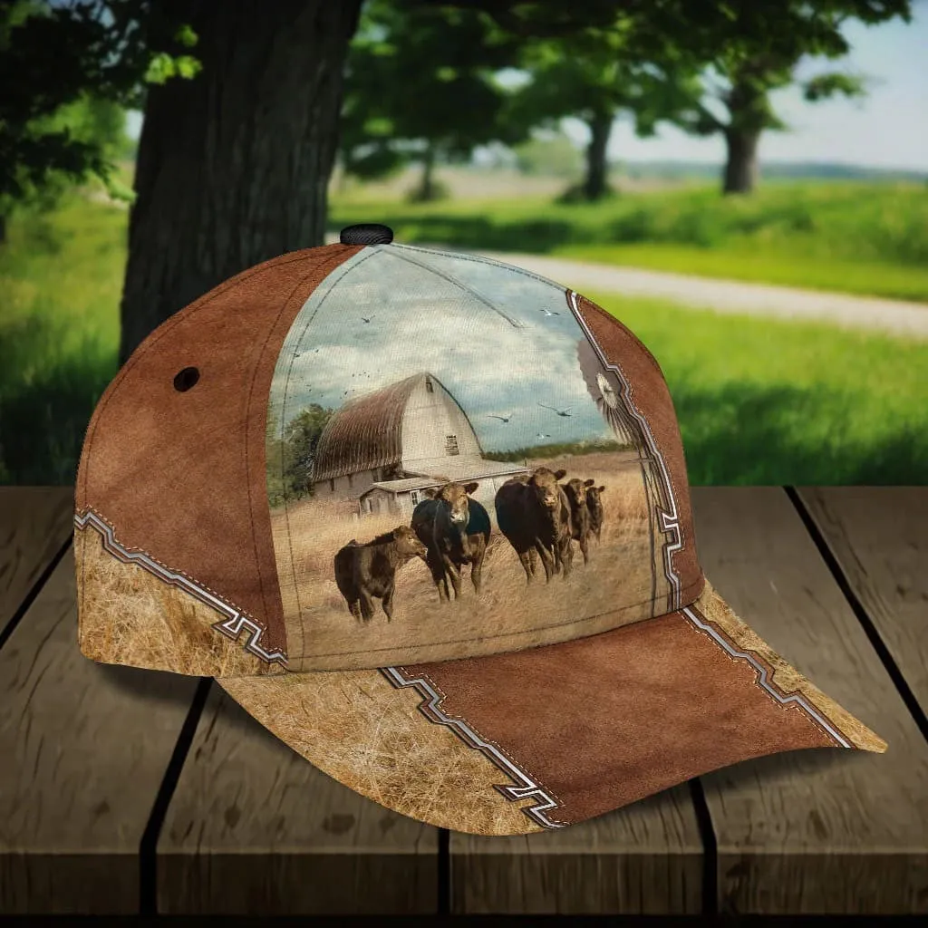 Personalized Black Angus Cow Farm Cap for Farmer, Cow Hat for Dad and Mom 3D Cap for Husband