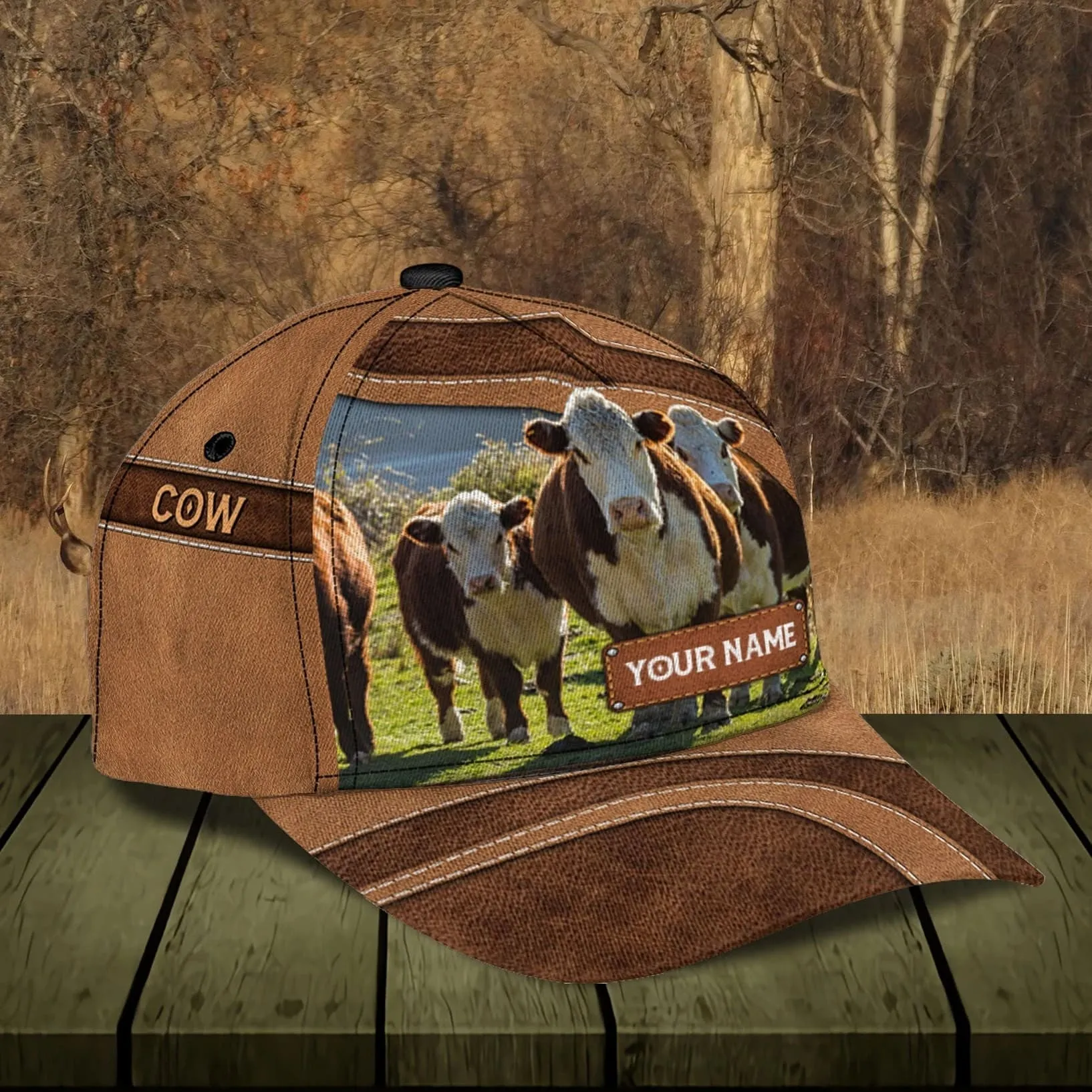 Personalized Black Angus Cow Farm Cap for Farmer, Cow Hat for Dad and Mom 3D Cap for Husband