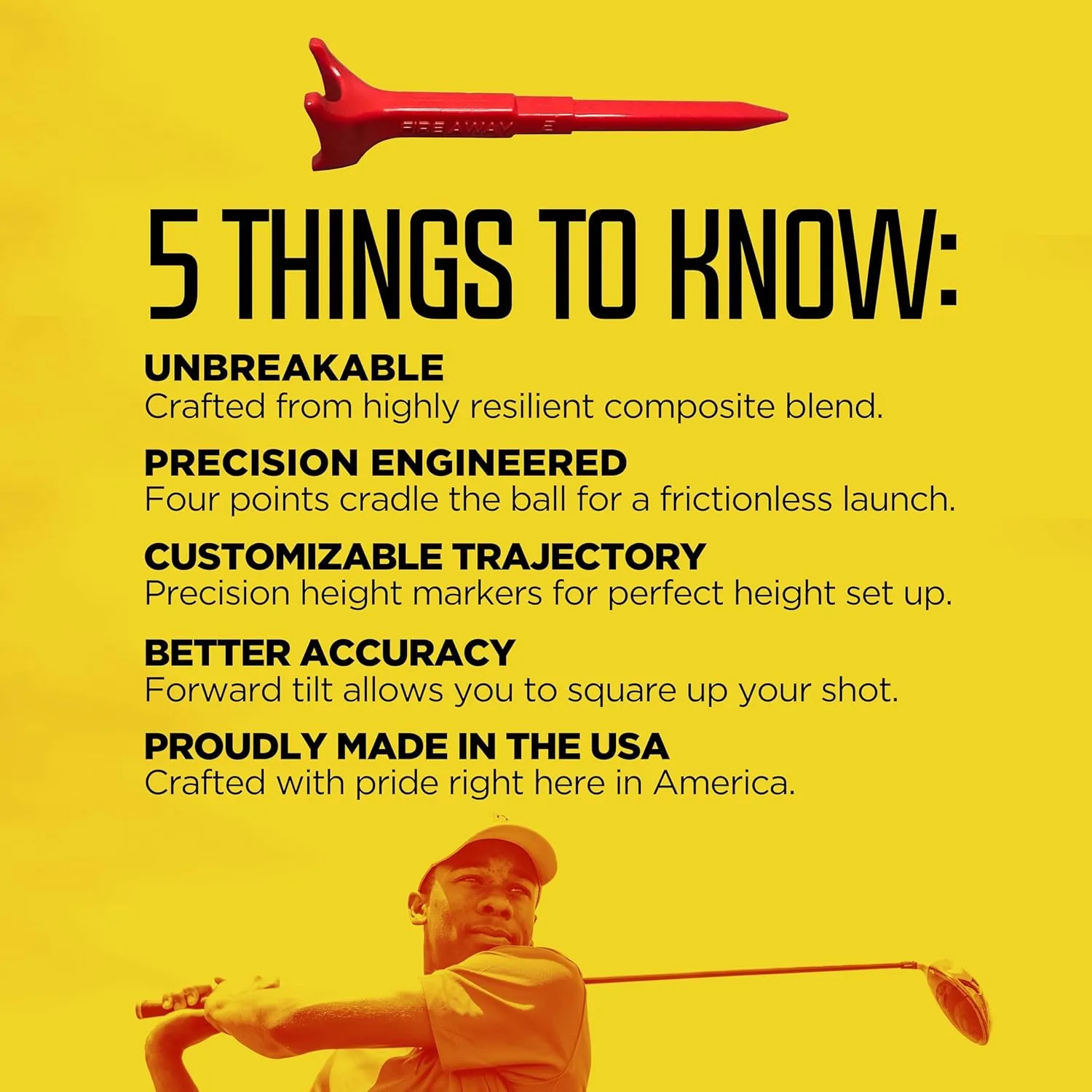 Premium Golf Tees, Reduced Ball Spin, Less Friction & Precision Height Markers for Perfect Trajectory, Made of Special Unbreakable Plastic Nylon Blend
