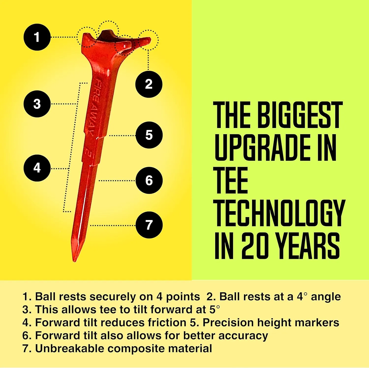Premium Golf Tees, Reduced Ball Spin, Less Friction & Precision Height Markers for Perfect Trajectory, Made of Special Unbreakable Plastic Nylon Blend