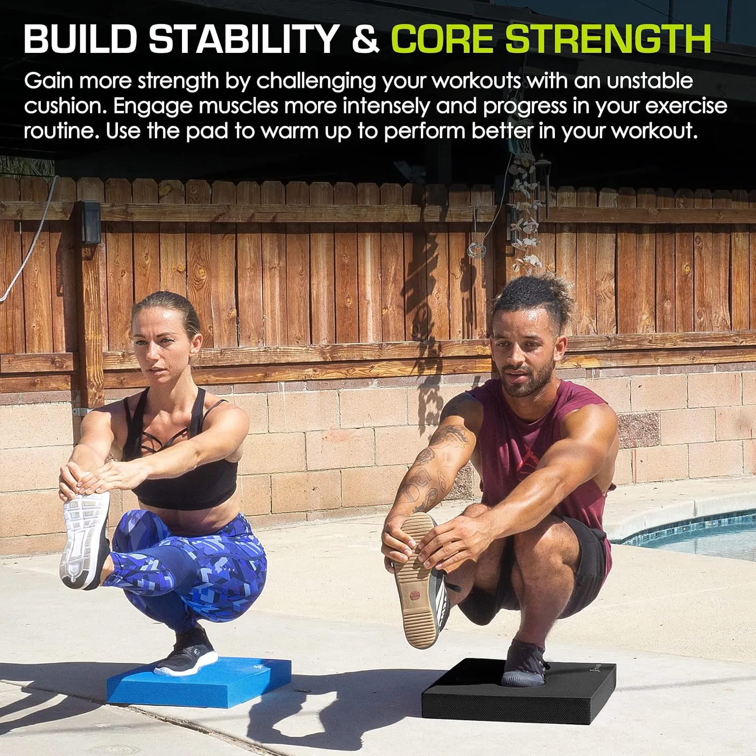ProsourceFit Exercise Balance Pad  Non-Slip Cushioned Foam Mat & Knee Pad for Fitness and Stability Training, Yoga, Physical Therapy 15.5x12.75
