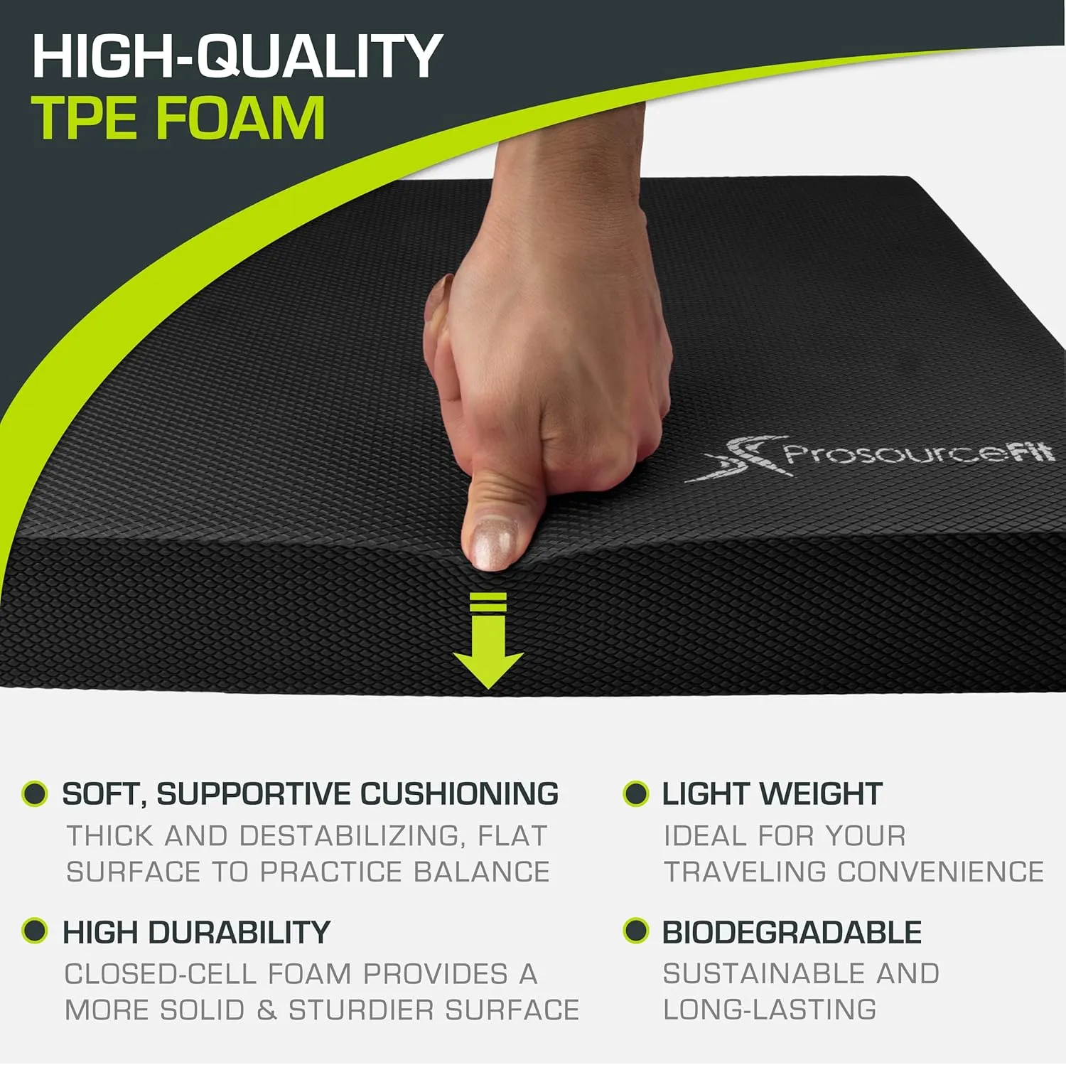 ProsourceFit Exercise Balance Pad  Non-Slip Cushioned Foam Mat & Knee Pad for Fitness and Stability Training, Yoga, Physical Therapy 15.5x12.75