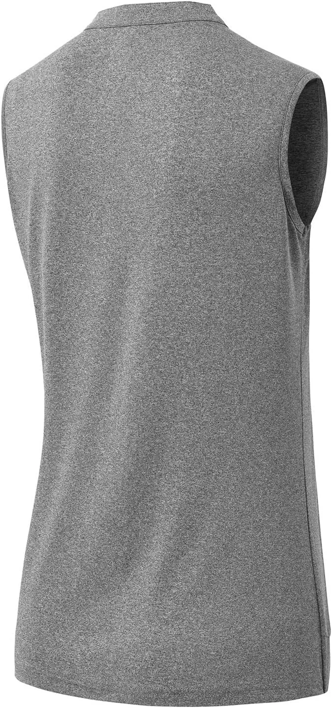 Rdruko Women's Golf Shirts Sleeveless V-Neck Collarless Quick Dry Tennis Running Athletic Tennis Polo T-Shirts