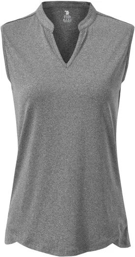 Rdruko Women's Golf Shirts Sleeveless V-Neck Collarless Quick Dry Tennis Running Athletic Tennis Polo T-Shirts