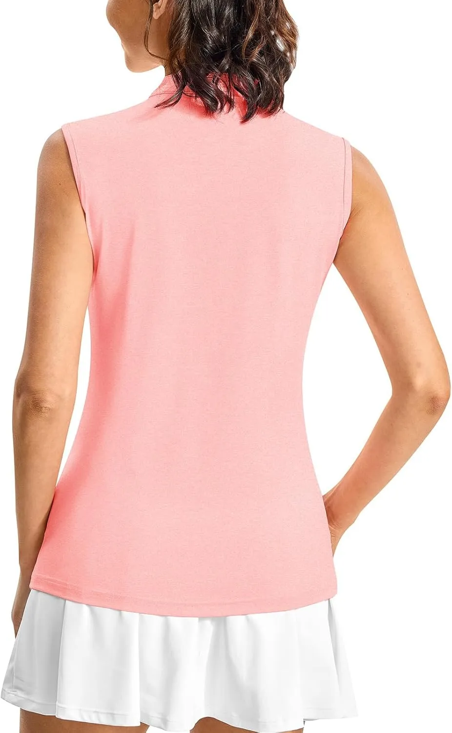 Rdruko Women's Golf Shirts Sleeveless V-Neck Collarless Quick Dry Tennis Running Athletic Tennis Polo T-Shirts