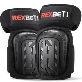 REXBETI Knee Pads for Work, Construction Knee Pads for Men, Heavy Duty Comfortable Anti-slip Foam Gel Knee Pads for Gardening Flooring and Cleaning, Strong Stretchable Straps, Black