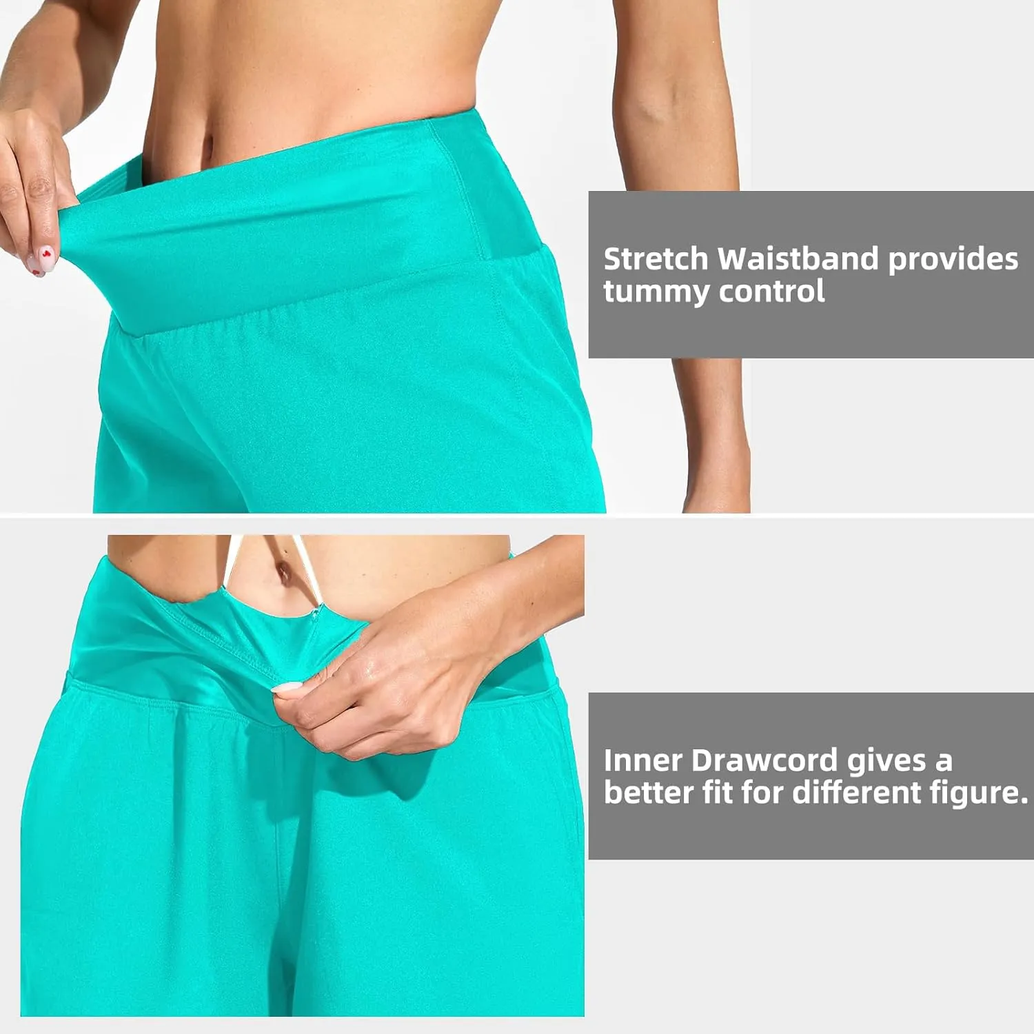 Swim Shorts Women High Waisted Tummy Control Swim Board Shorts Quick Dry Bathing Suit Swimwear Bottoms with Liner