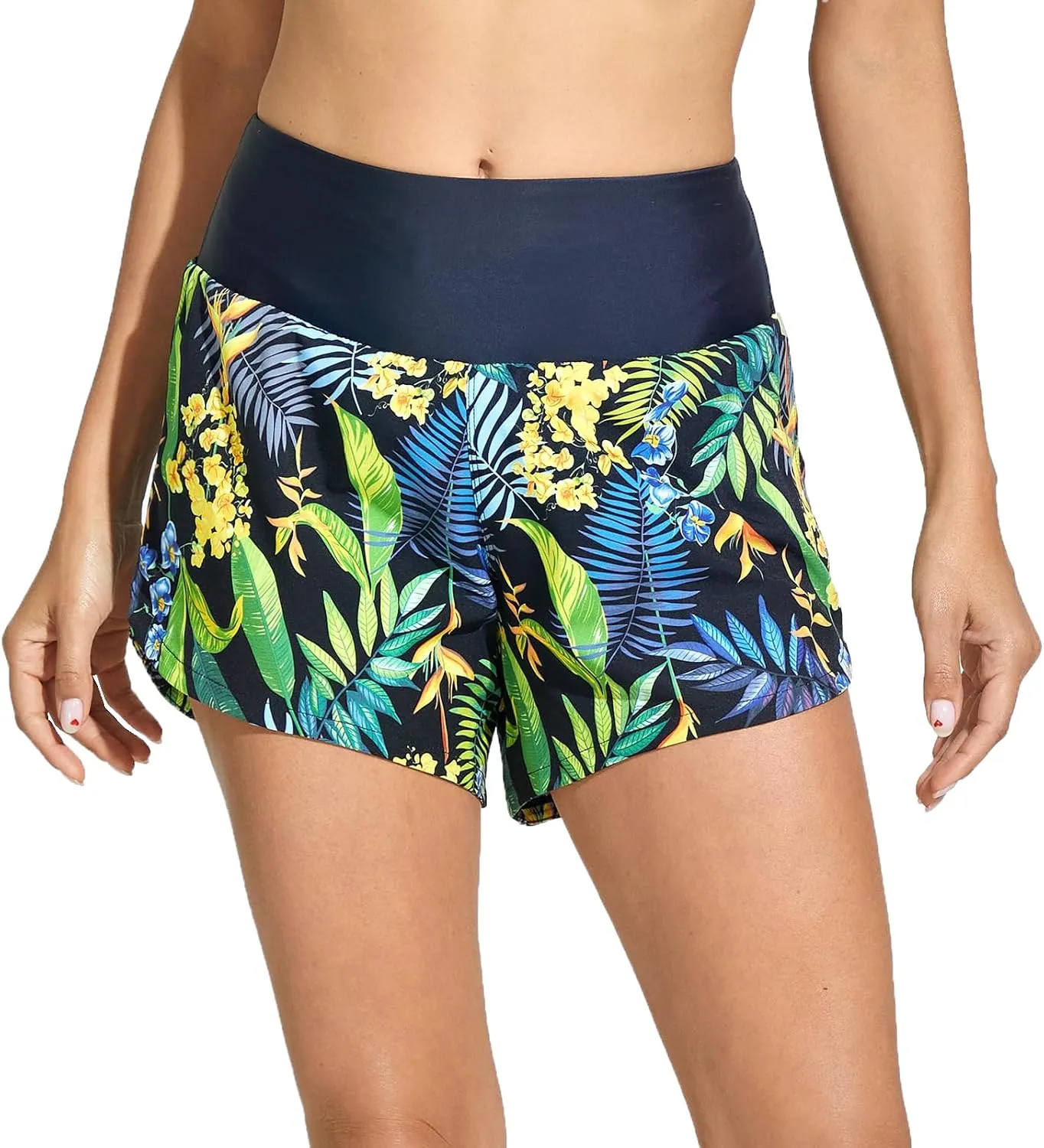 Swim Shorts Women High Waisted Tummy Control Swim Board Shorts Quick Dry Bathing Suit Swimwear Bottoms with Liner