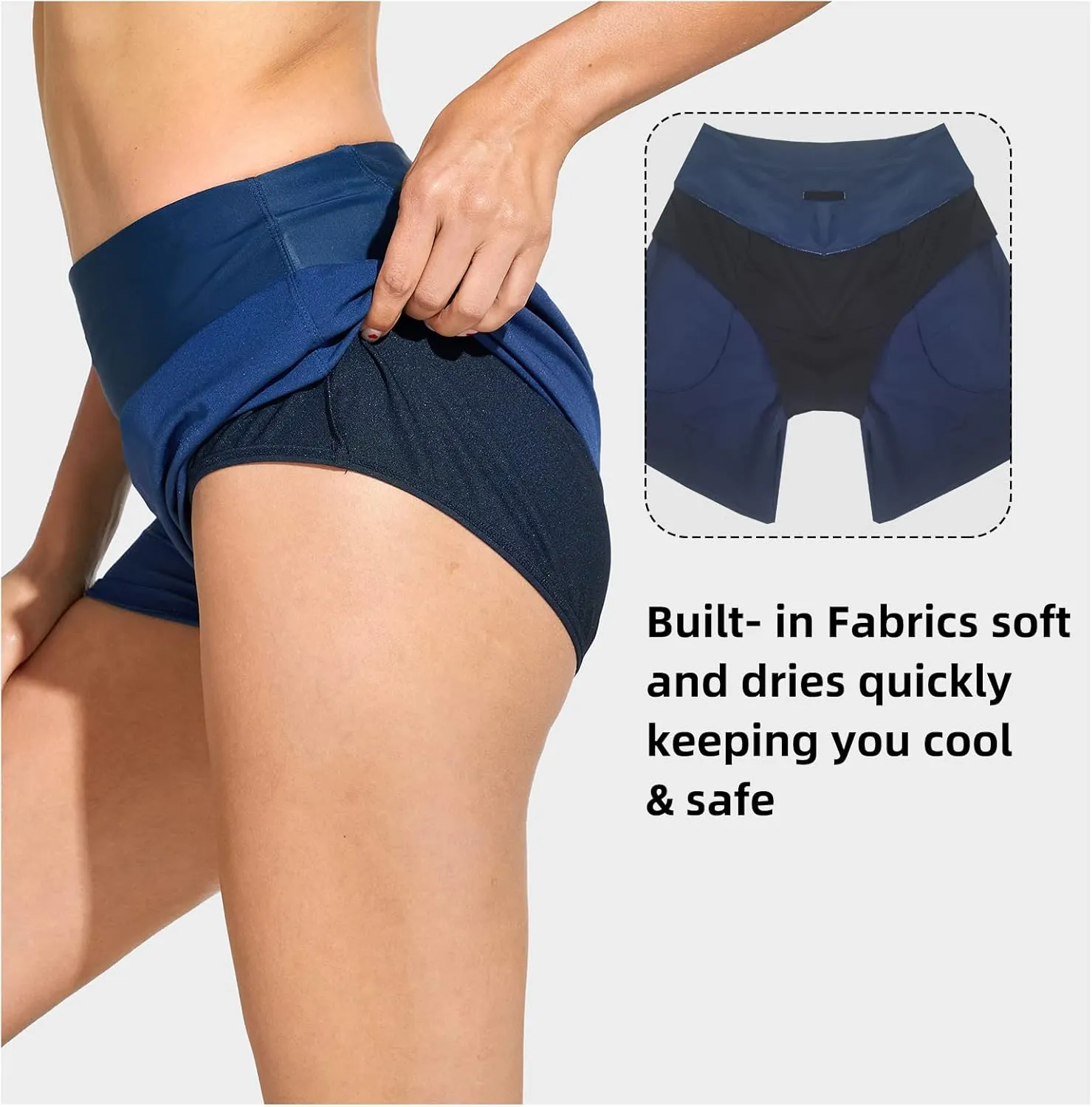 Swim Shorts Women High Waisted Tummy Control Swim Board Shorts Quick Dry Bathing Suit Swimwear Bottoms with Liner