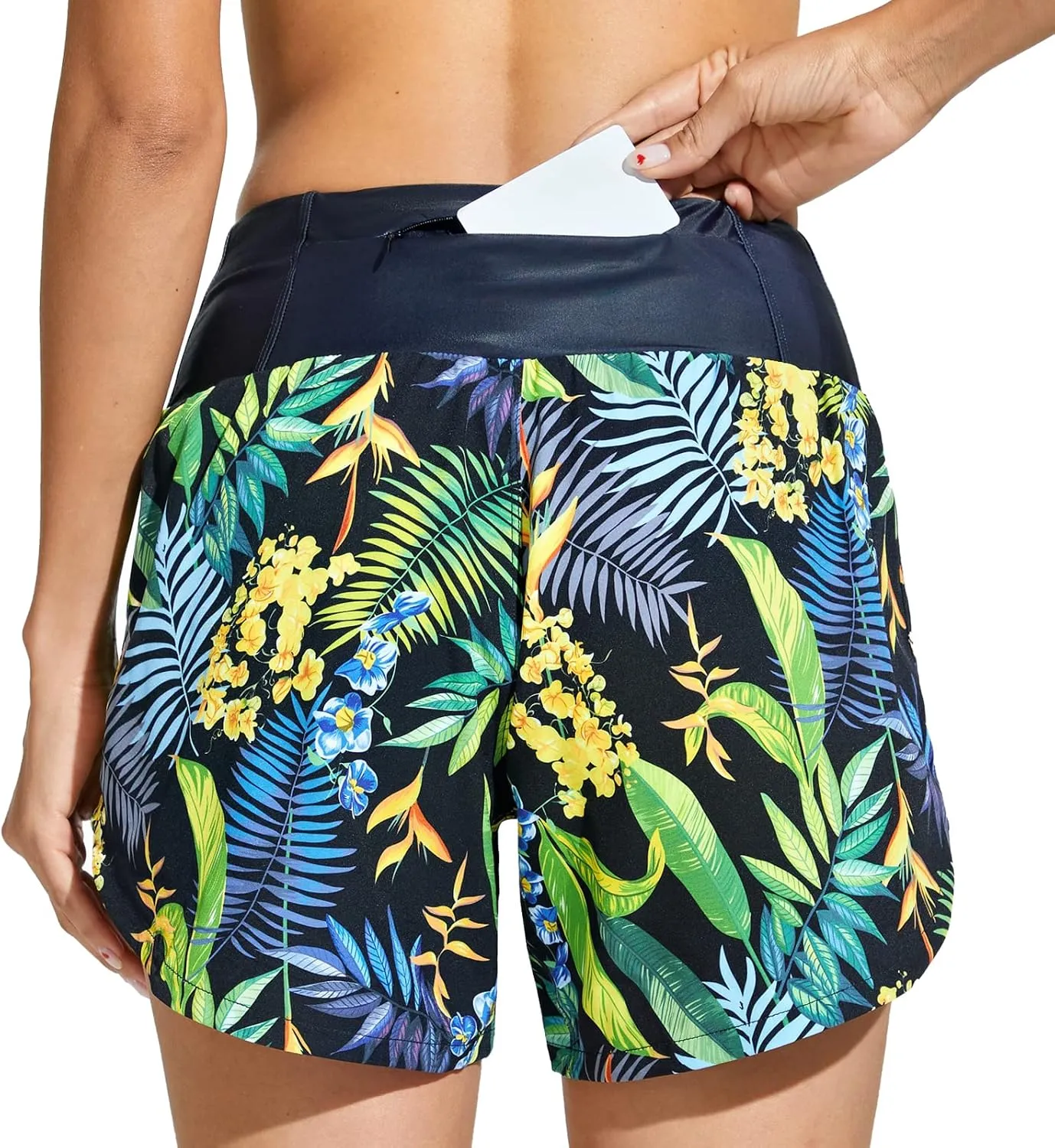 Swim Shorts Women High Waisted Tummy Control Swim Board Shorts Quick Dry Bathing Suit Swimwear Bottoms with Liner
