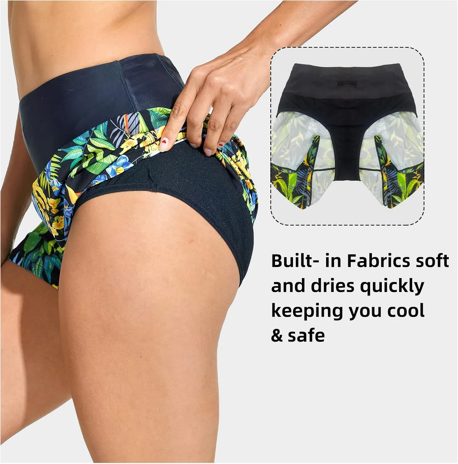 Swim Shorts Women High Waisted Tummy Control Swim Board Shorts Quick Dry Bathing Suit Swimwear Bottoms with Liner