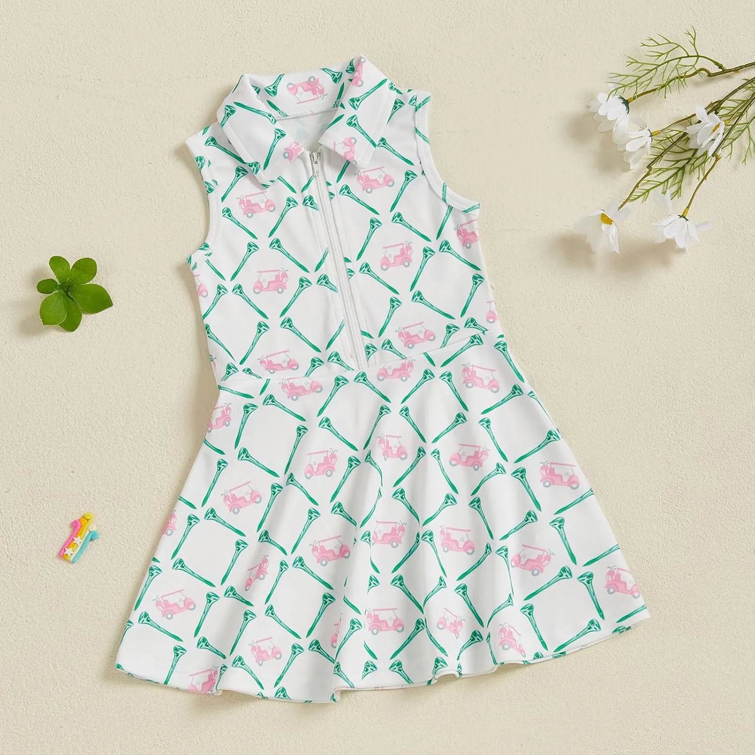 Toddler Baby Girl Golf Outfit Infant Short Sleeve Summer Dress Turn Down Collar A Line Dresses Kids Girls Clothes