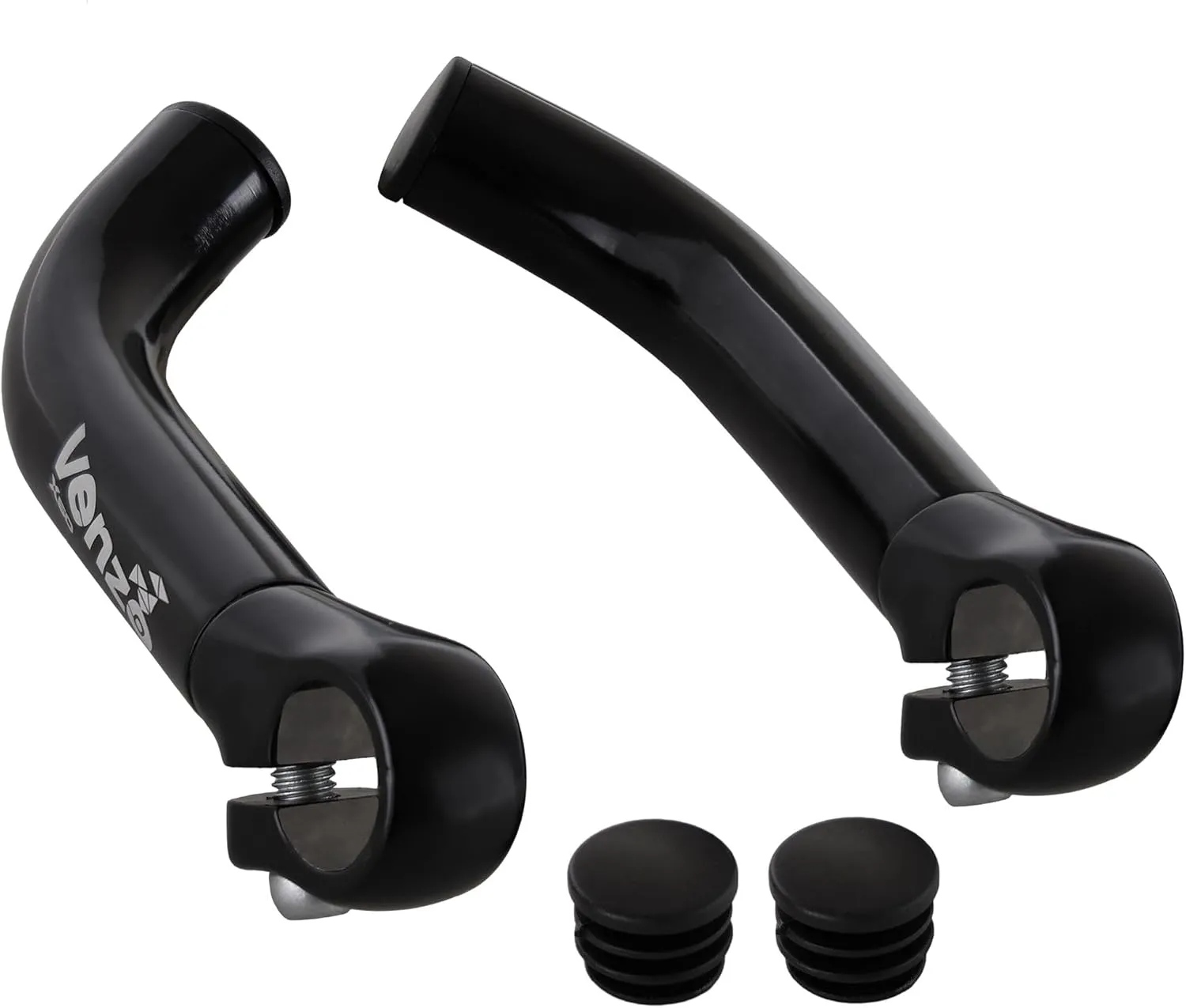Venzo Bicycle Handlebar Extender for Mountain Hybrid Bike - Compatible with 7/8' 22.2mm - Flat Bar Ends with Plugs - 150mm - Ergonomic Design Lightweight & Durable