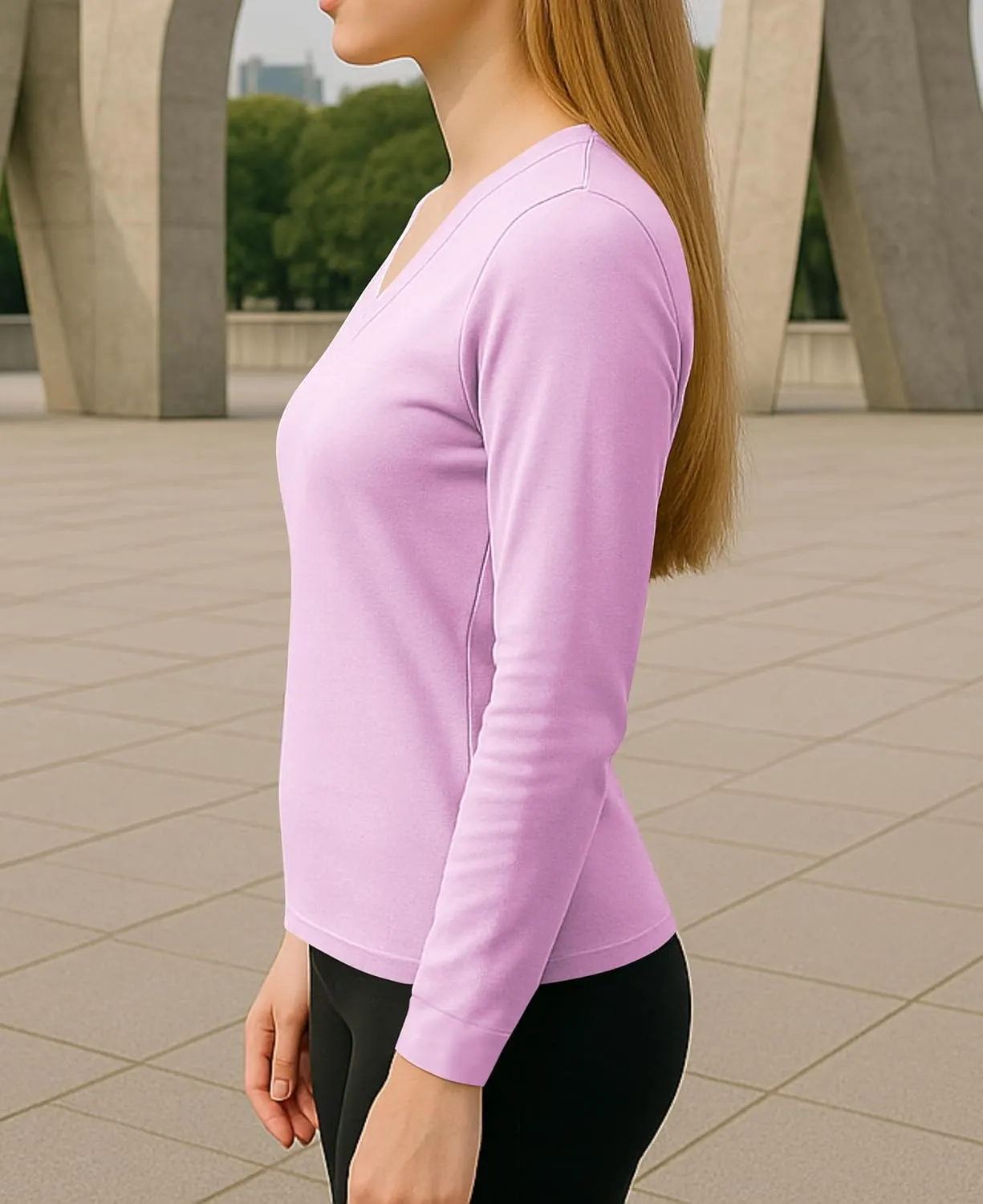 Womens Ultra Soft Long Sleeve Top | UV Sun Protection | Base Layer | All Season Performance V Neck Shirt | Multi Packs