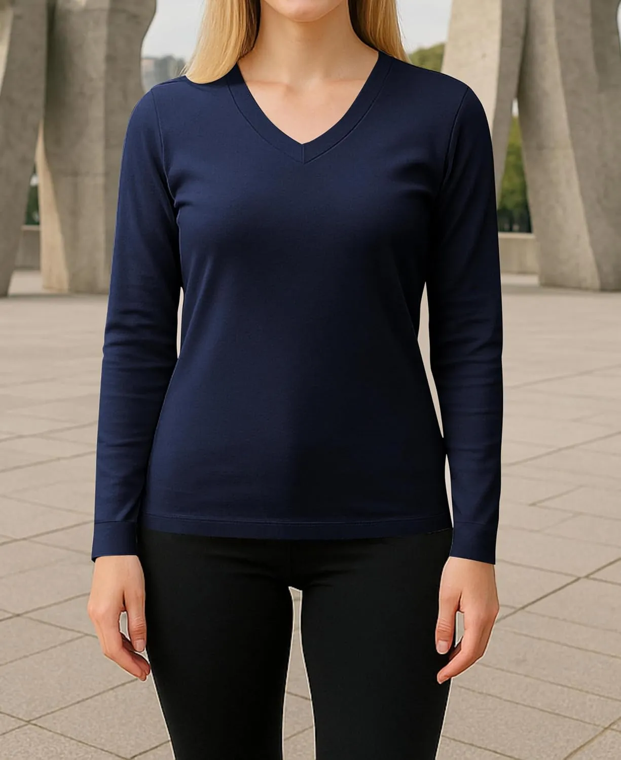 Womens Ultra Soft Long Sleeve Top | UV Sun Protection | Base Layer | All Season Performance V Neck Shirt | Multi Packs